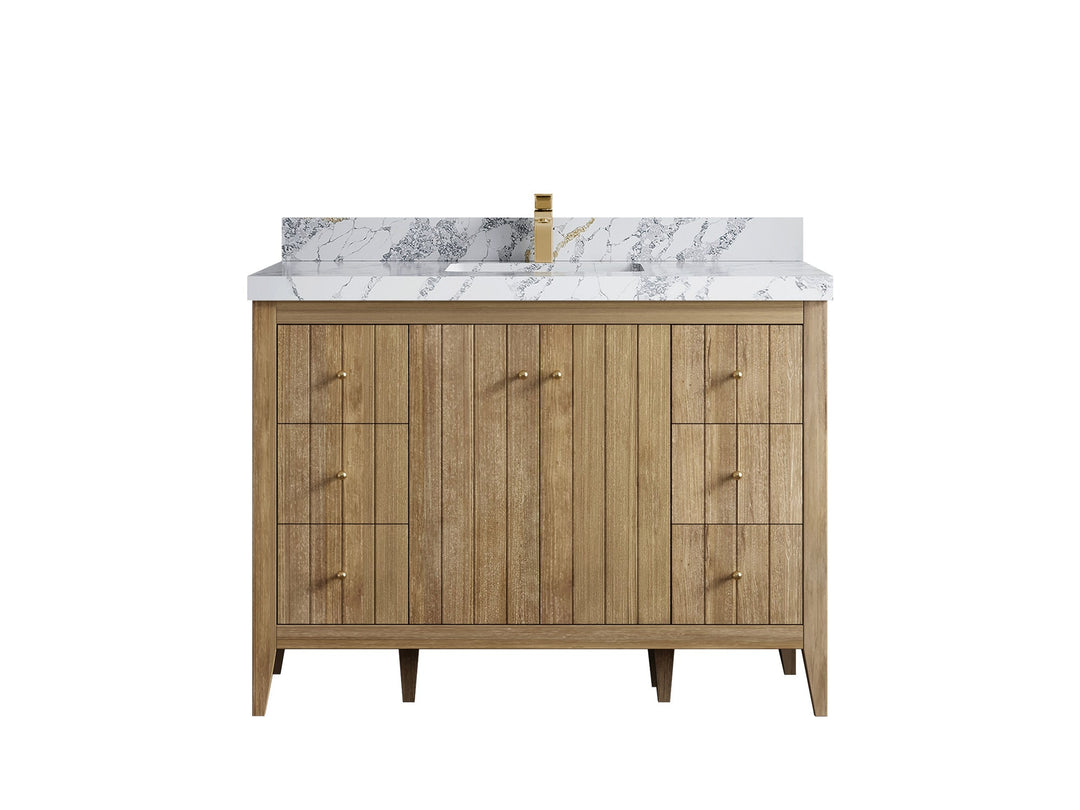 Atlanta Teak Wood 48 in. W x 22 in. D Single Sink Bathroom Vanity - Willow Bath and Vanity