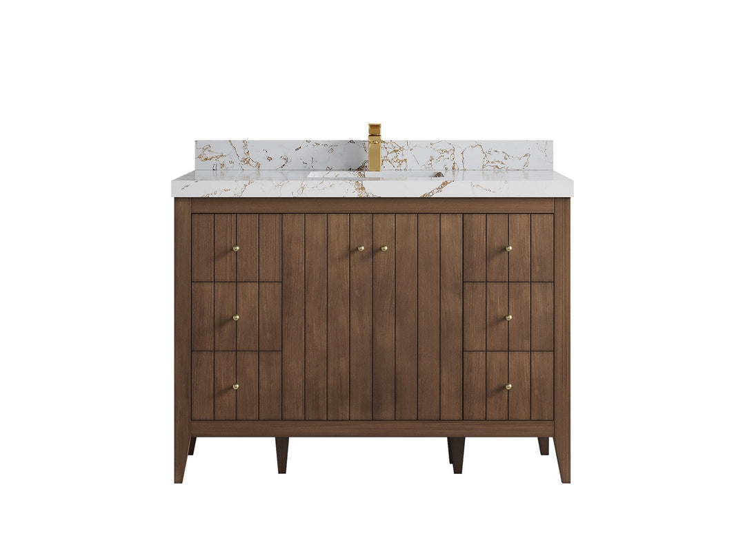 Atlanta Teak Wood 48 in. W x 22 in. D Single Sink Bathroom Vanity - Willow Bath and Vanity