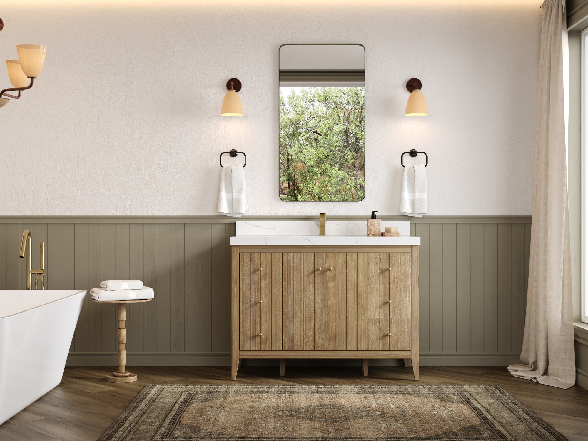 Atlanta Teak Wood 48 in. W x 22 in. D Single Sink Bathroom Vanity - Willow Bath and Vanity