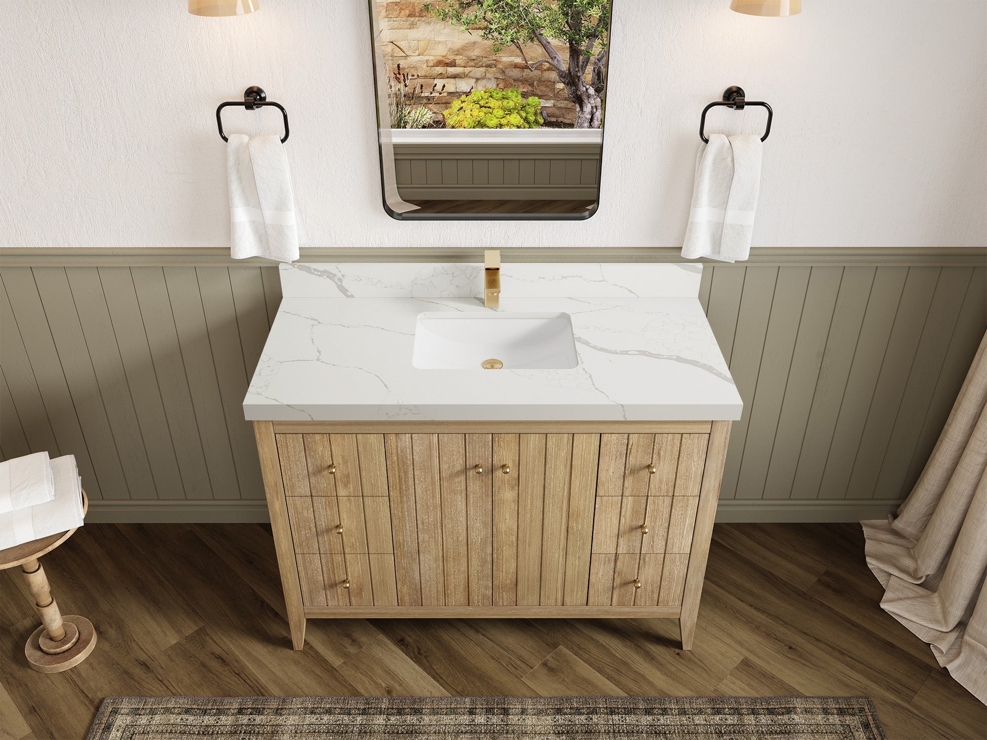 Atlanta Teak Wood 48 in. W x 22 in. D Single Sink Bathroom Vanity - Willow Bath and Vanity