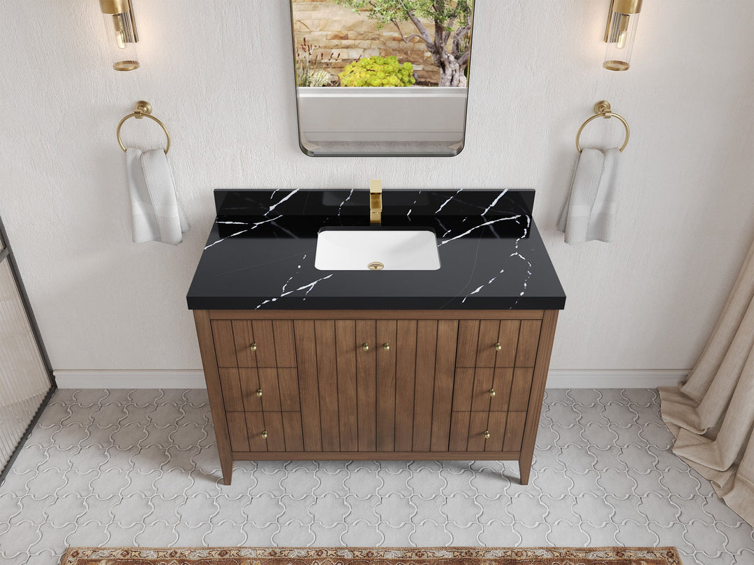 Atlanta Teak Wood 48 in. W x 22 in. D Single Sink Bathroom Vanity - Willow Bath and Vanity