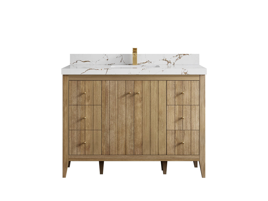 Atlanta Teak Wood 48 in. W x 22 in. D Single Sink Bathroom Vanity - Willow Bath and Vanity