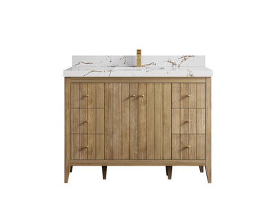 Atlanta Teak Wood 48 in. W x 22 in. D Single Sink Bathroom Vanity - Willow Bath and Vanity