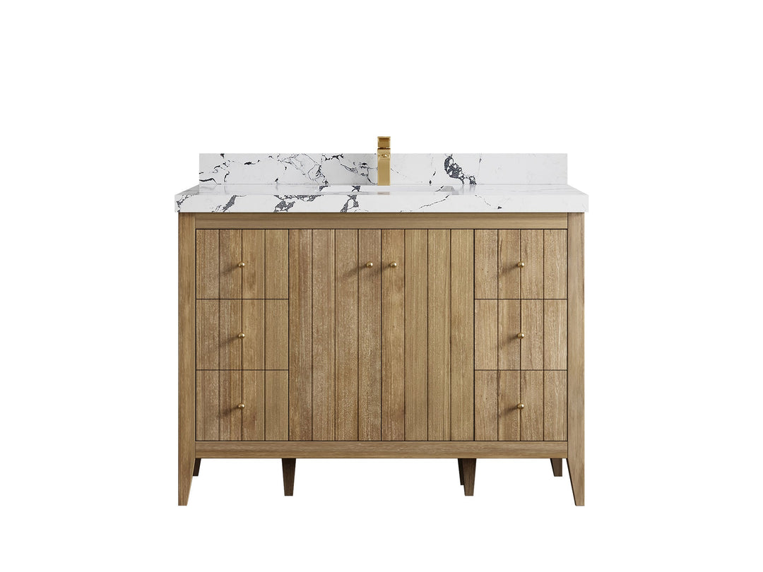 Atlanta Teak Wood 48 in. W x 22 in. D Single Sink Bathroom Vanity - Willow Bath and Vanity