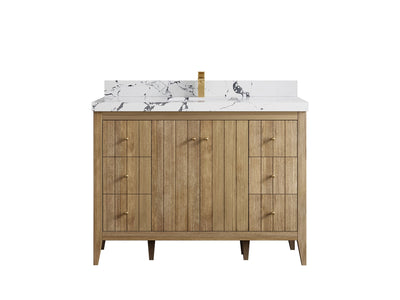 Atlanta Teak Wood 48 in. W x 22 in. D Single Sink Bathroom Vanity - Willow Bath and Vanity