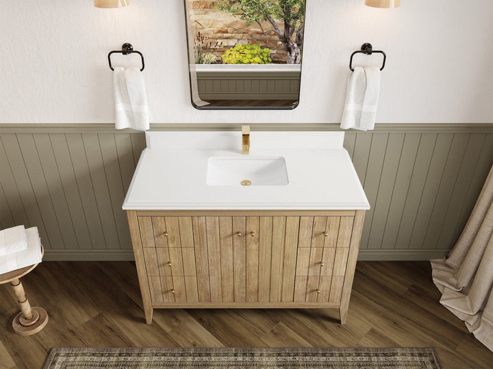 Atlanta Teak Wood 48 in. W x 22 in. D Single Sink Bathroom Vanity - photo 28
