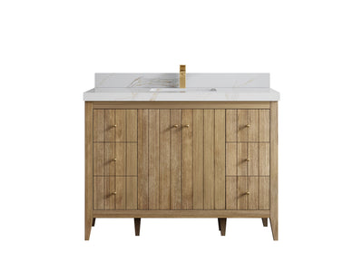 Atlanta Teak Wood 48 in. W x 22 in. D Single Sink Bathroom Vanity - Willow Bath and Vanity