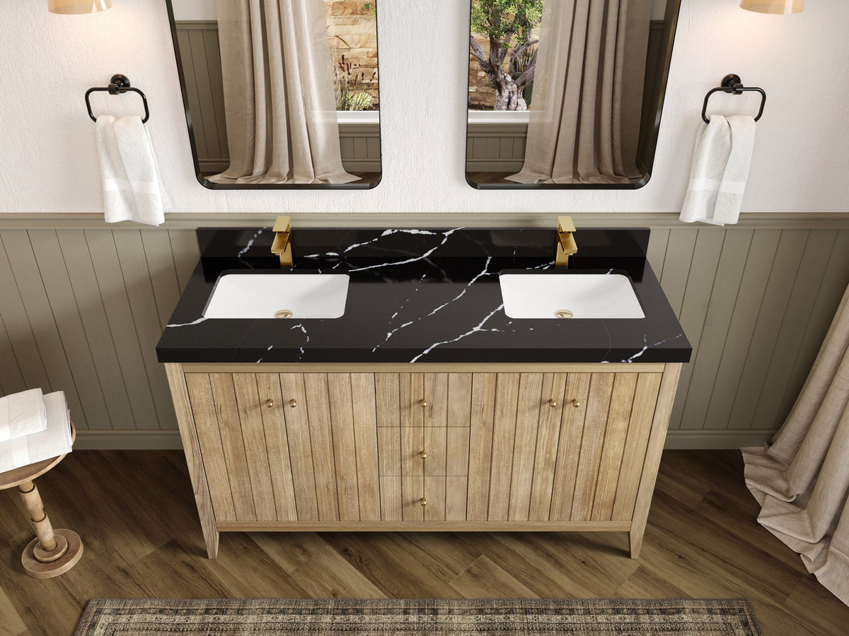 Atlanta Teak Wood 60 in. W x 22 in. D Double Sink Bathroom Vanity - Willow Bath and Vanity