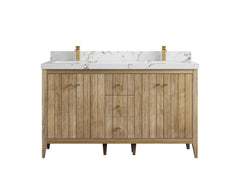 Atlanta Teak Wood 60 in. W x 22 in. D Double Sink Bathroom Vanity - photo 36