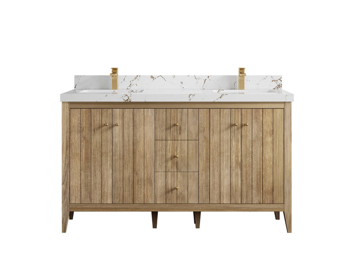 Atlanta Teak Wood 60 in. W x 22 in. D Double Sink Bathroom Vanity - photo 37