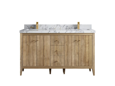 Atlanta Teak Wood 60 in. W x 22 in. D Double Sink Bathroom Vanity - Willow Bath and Vanity