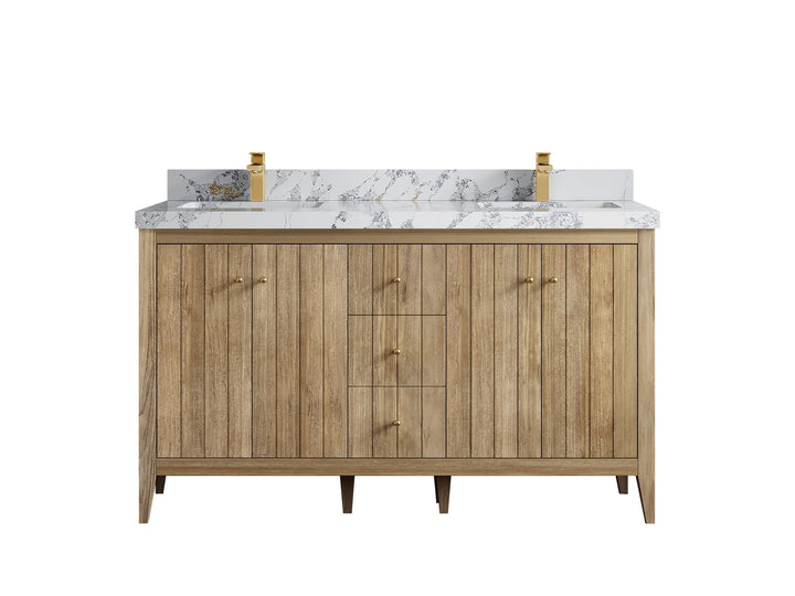 Atlanta Teak Wood 60 in. W x 22 in. D Double Sink Bathroom Vanity - photo 21