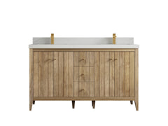 Atlanta Teak Wood 60 in. W x 22 in. D Double Sink Bathroom Vanity - photo 12