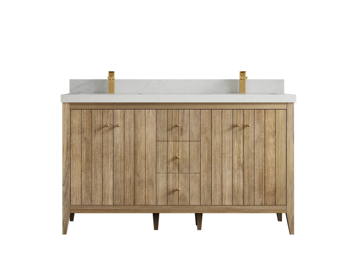 Atlanta Teak Wood 60 in. W x 22 in. D Double Sink Bathroom Vanity - photo 13
