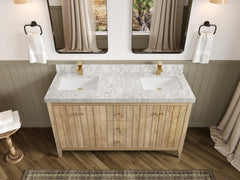 Atlanta Teak Wood 60 in. W x 22 in. D Double Sink Bathroom Vanity - photo 9