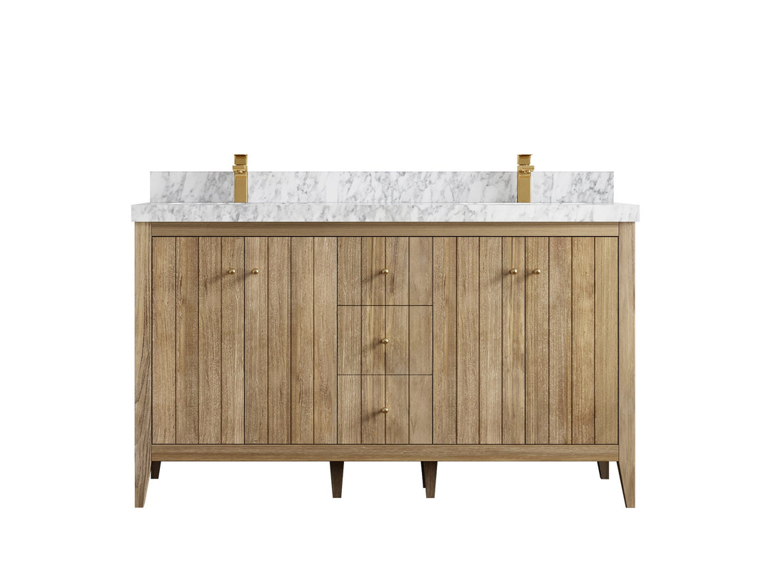 Atlanta Teak Wood 60 in. W x 22 in. D Double Sink Bathroom Vanity - Willow Bath and Vanity
