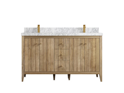 Atlanta Teak Wood 60 in. W x 22 in. D Double Sink Bathroom Vanity - Willow Bath and Vanity