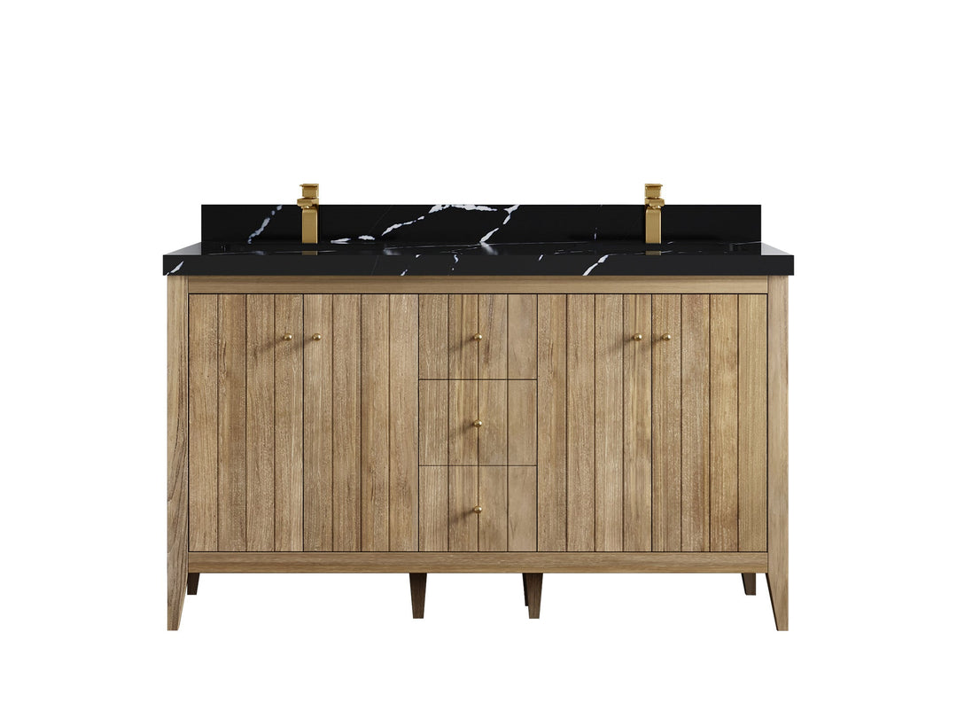 Atlanta Teak Wood 60 in. W x 22 in. D Double Sink Bathroom Vanity - Willow Bath and Vanity