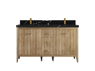 Atlanta Teak Wood 60 in. W x 22 in. D Double Sink Bathroom Vanity - Willow Bath and Vanity
