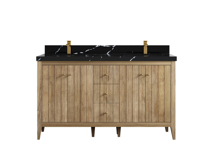 Atlanta Teak Wood 60 in. W x 22 in. D Double Sink Bathroom Vanity - photo 9