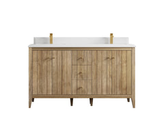 Atlanta Teak Wood 60 in. W x 22 in. D Double Sink Bathroom Vanity - photo 28