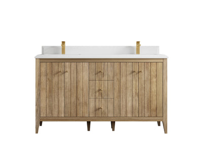 Atlanta Teak Wood 60 in. W x 22 in. D Double Sink Bathroom Vanity - Willow Bath and Vanity