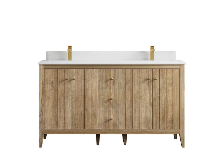 Atlanta Teak Wood 60 in. W x 22 in. D Double Sink Bathroom Vanity - photo 29