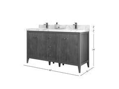 Atlanta Teak Wood 60 in. W x 22 in. D Double Sink Bathroom Vanity - photo 5