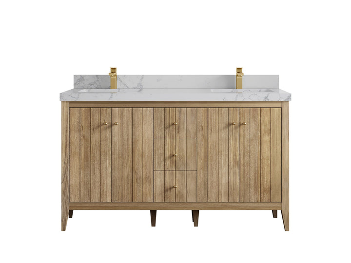 Atlanta Teak Wood 60 in. W x 22 in. D Double Sink Bathroom Vanity - photo 43