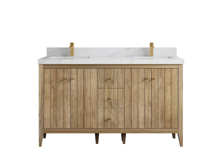 Atlanta Teak Wood 60 in. W x 22 in. D Double Sink Bathroom Vanity - photo 23