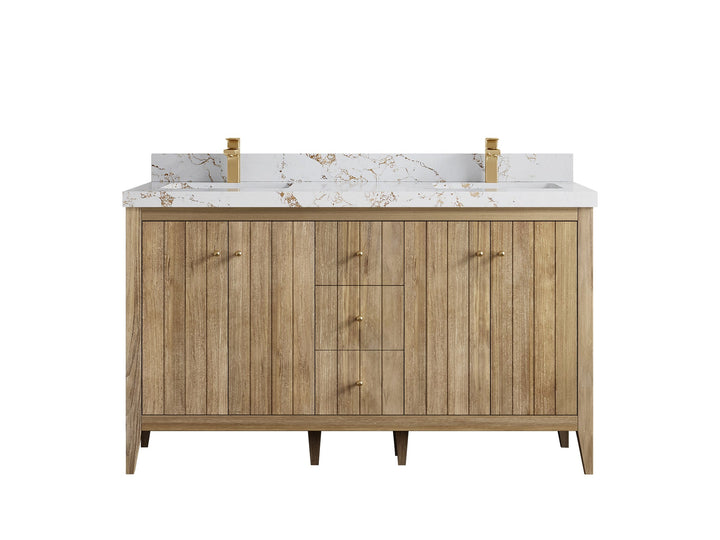 Atlanta Teak Wood 60 in. W x 22 in. D Double Sink Bathroom Vanity - photo 39