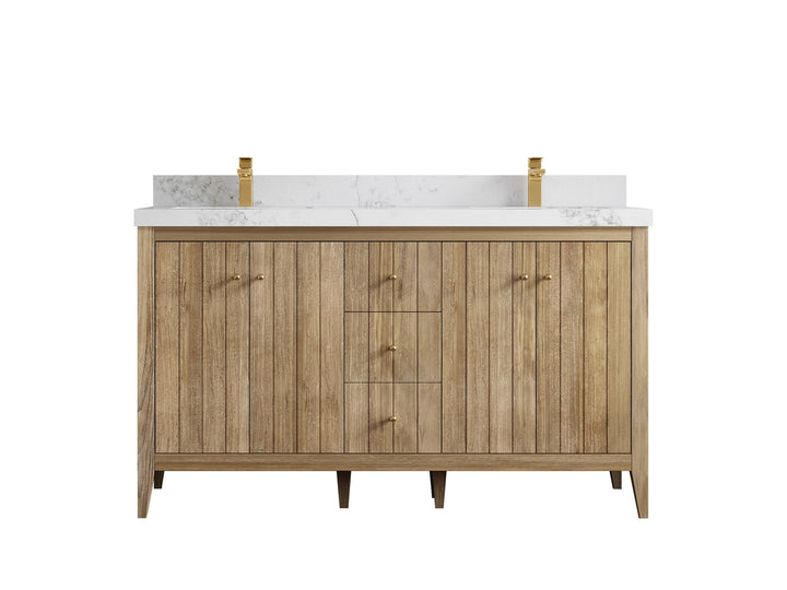 Atlanta Teak Wood 60 in. W x 22 in. D Double Sink Bathroom Vanity - photo 19