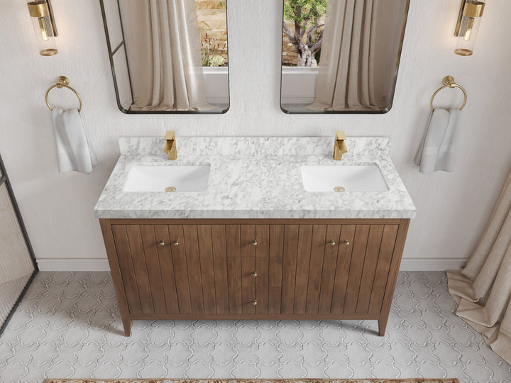 Atlanta Teak Wood 60 in. W x 22 in. D Double Sink Bathroom Vanity - photo 55