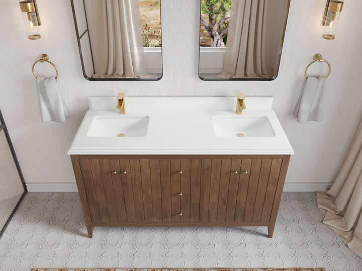 Atlanta Teak Wood 60 in. W x 22 in. D Double Sink Bathroom Vanity - photo 59