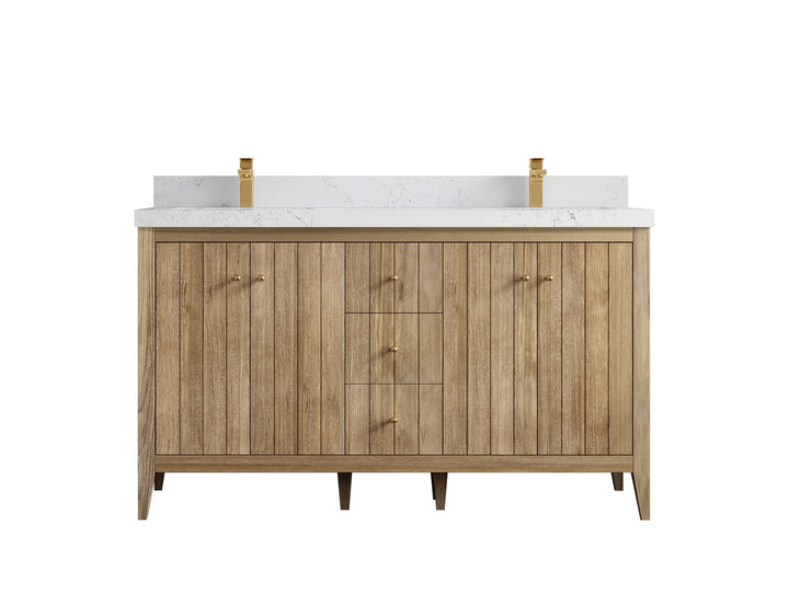 Atlanta Teak Wood 60 in. W x 22 in. D Double Sink Bathroom Vanity - photo 31