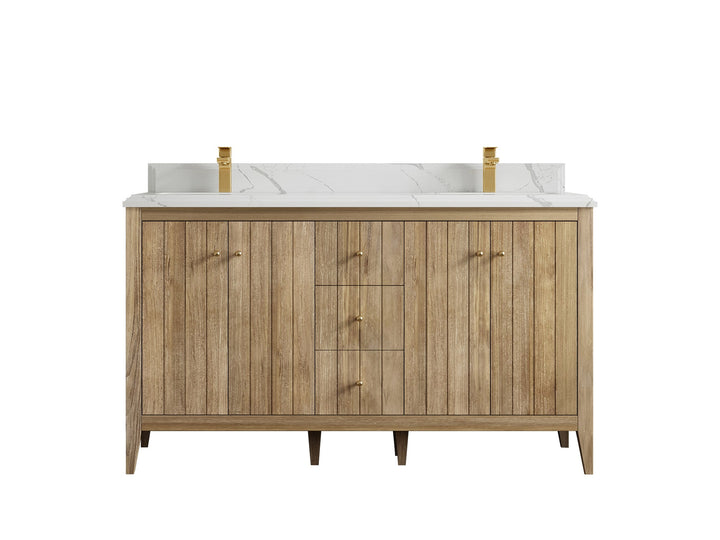 Atlanta Teak Wood 60 in. W x 22 in. D Double Sink Bathroom Vanity - photo 25