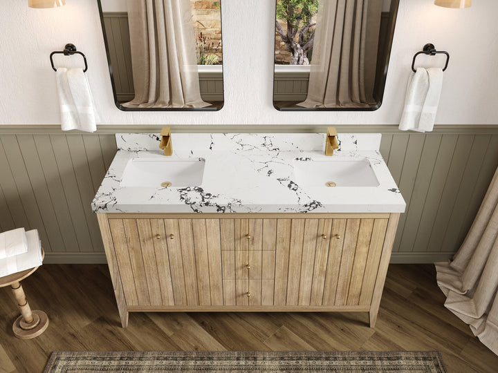 Atlanta Teak Wood 60 in. W x 22 in. D Double Sink Bathroom Vanity - photo 40