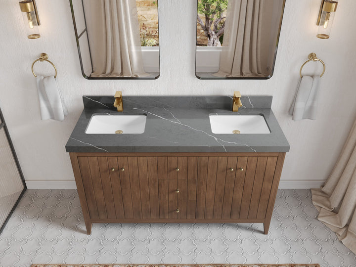 Atlanta Teak Wood 60 in. W x 22 in. D Double Sink Bathroom Vanity - photo 62