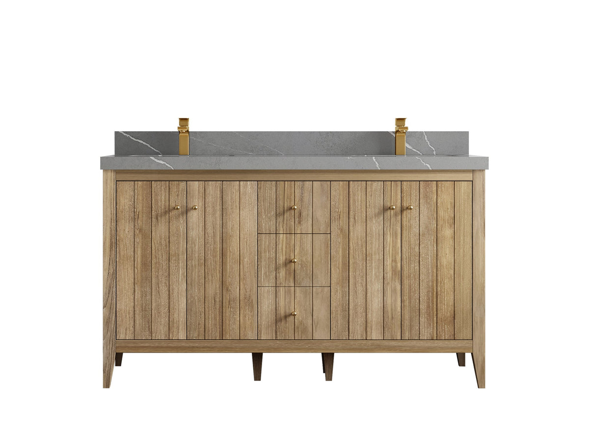 Atlanta Teak Wood 60 in. W x 22 in. D Double Sink Bathroom Vanity - Willow Bath and Vanity