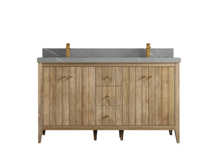 Atlanta Teak Wood 60 in. W x 22 in. D Double Sink Bathroom Vanity - photo 35