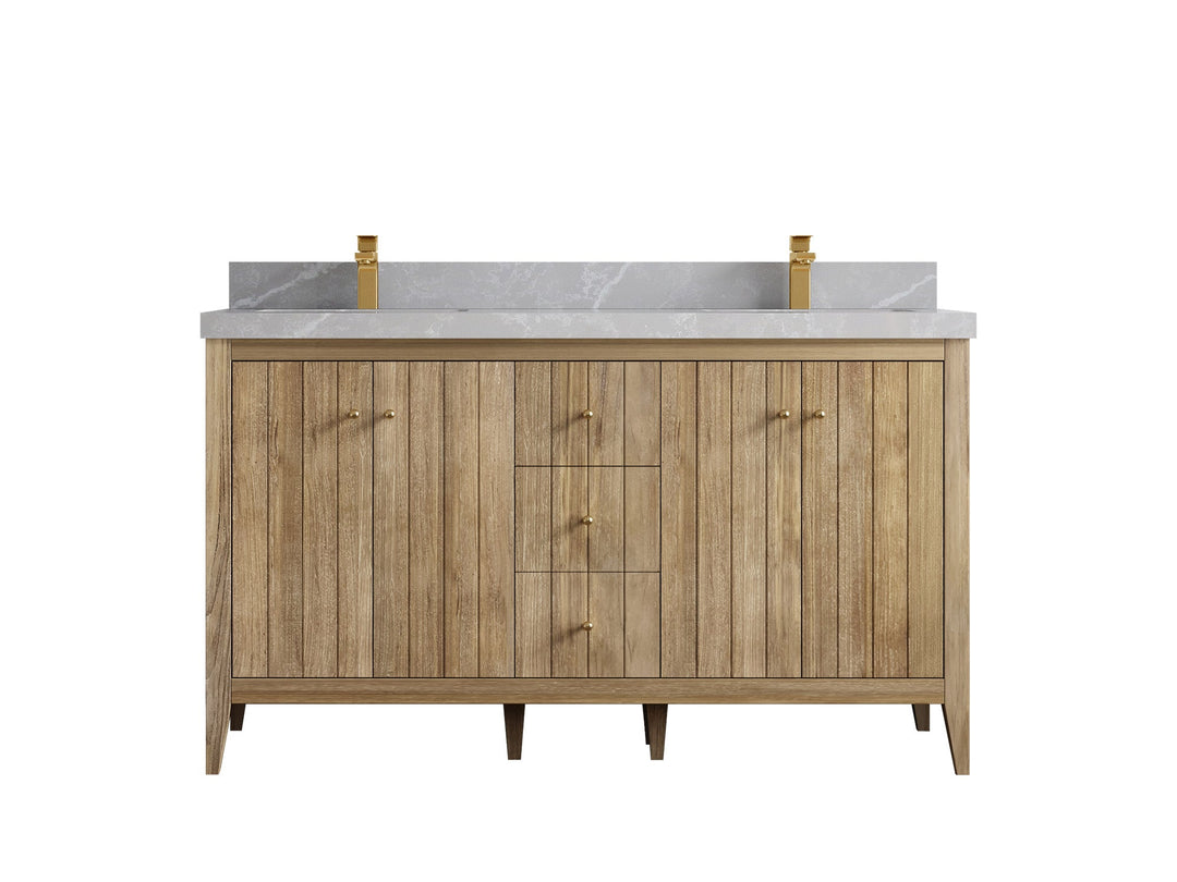 Atlanta Teak Wood 60 in. W x 22 in. D Double Sink Bathroom Vanity - Willow Bath and Vanity