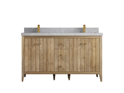 Atlanta Teak Wood 60 in. W x 22 in. D Double Sink Bathroom Vanity - Willow Bath and Vanity