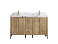 Atlanta Teak Wood 60 in. W x 22 in. D Double Sink Bathroom Vanity - photo 40