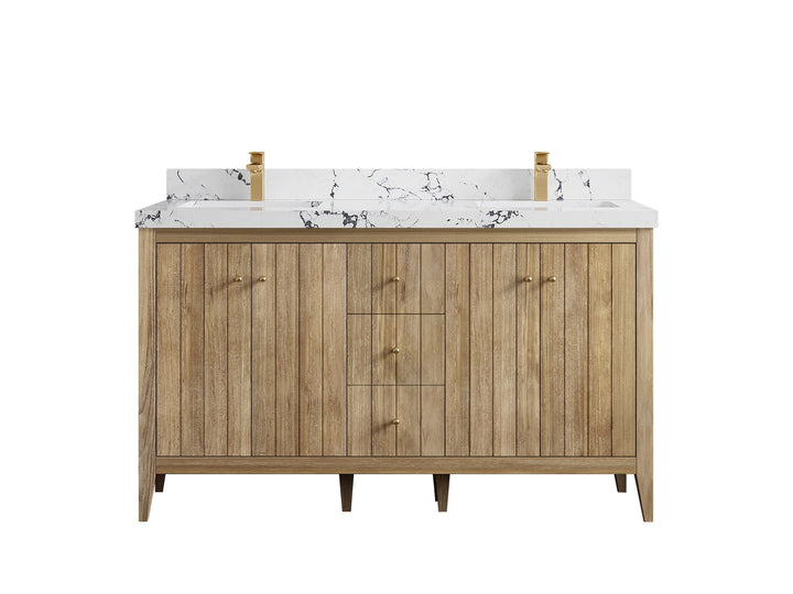 Atlanta Teak Wood 60 in. W x 22 in. D Double Sink Bathroom Vanity - photo 41