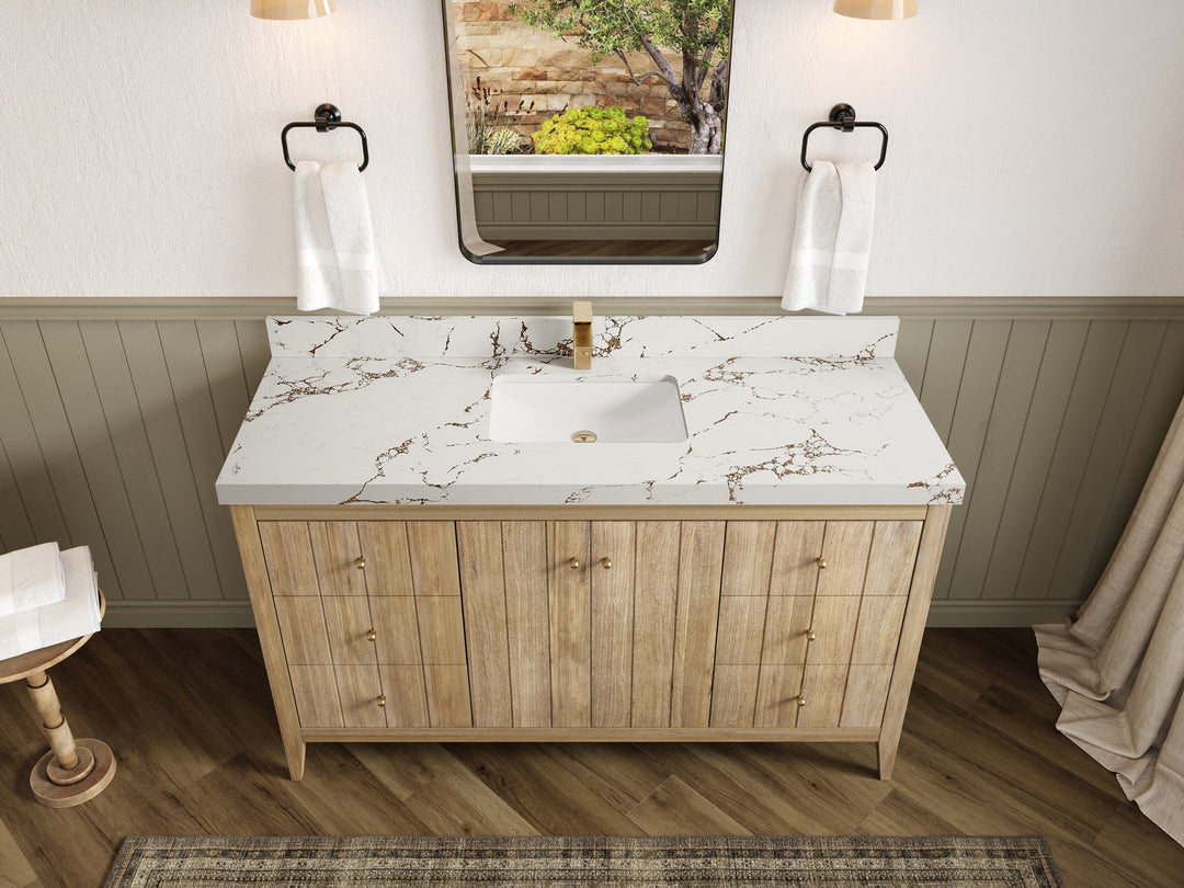 Atlanta Teak Wood 60 in. W x 22 in. D Single Sink Bathroom Vanity - Willow Bath and Vanity