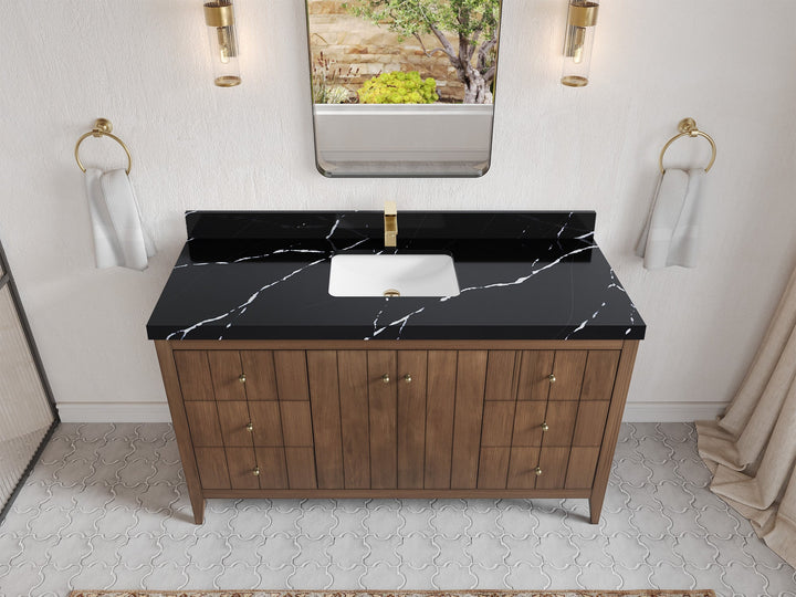 Atlanta Teak Wood 60 in. W x 22 in. D Single Sink Bathroom Vanity - photo 8