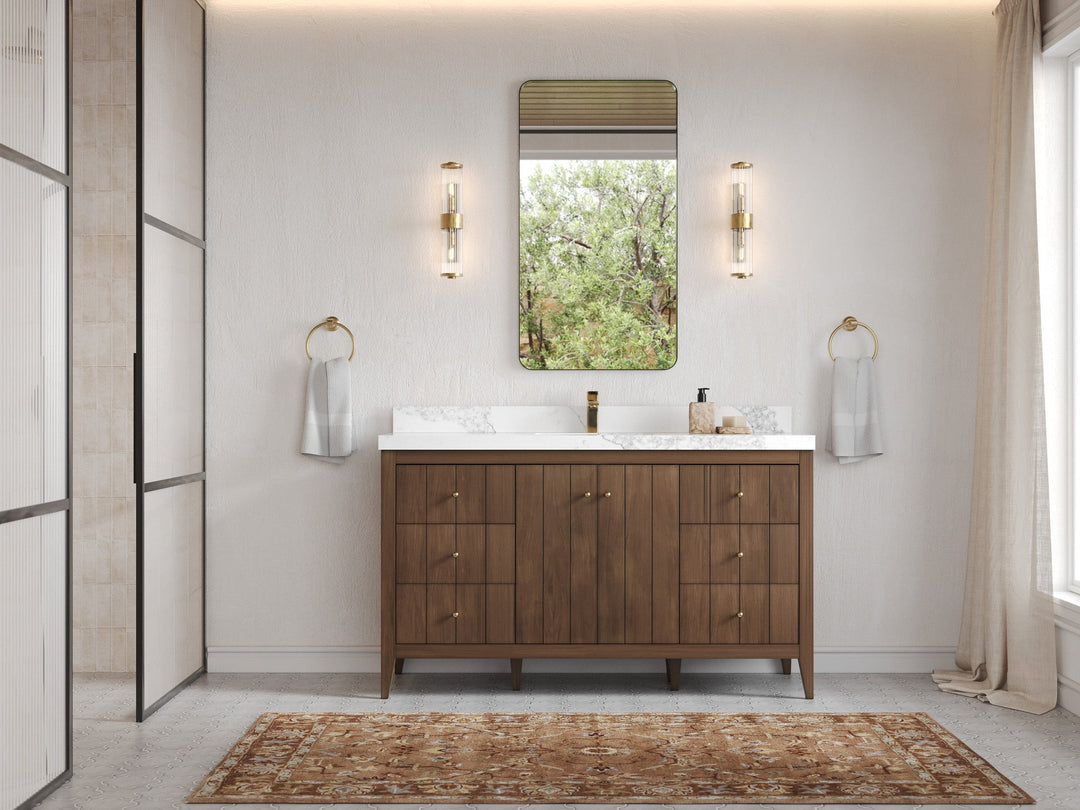 Atlanta Teak Wood 60 in. W x 22 in. D Single Sink Bathroom Vanity - Willow Bath and Vanity