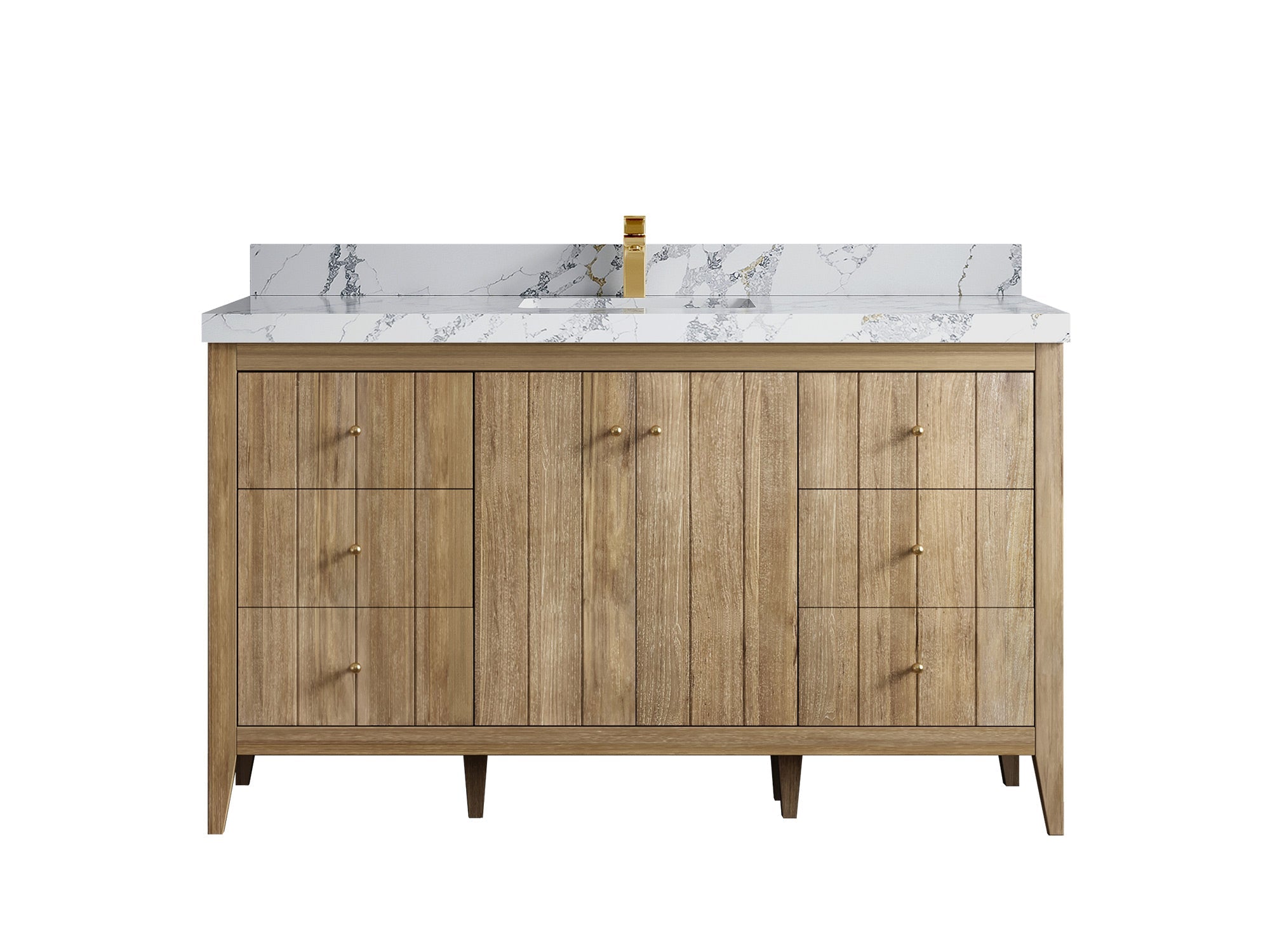 Atlanta Teak Wood 60 in. W x 22 in. D Single Sink Bathroom Vanity - Willow Bath and Vanity