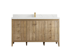 Atlanta Teak Wood 60 in. W x 22 in. D Single Sink Bathroom Vanity - photo 16