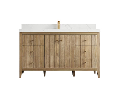 Atlanta Teak Wood 60 in. W x 22 in. D Single Sink Bathroom Vanity - Willow Bath and Vanity